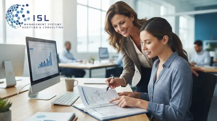 Employee following a written standard operating procedure during staff training